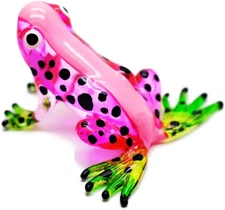 Design Lampwork Collectible Miniature Hand Blown Art Glass Pink Frog Figurine