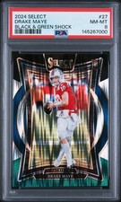 2024 PANINI SELECT BLACK & GREEN SHOCK #27 DRAKE MAYE ROOKIE RC PSA 8