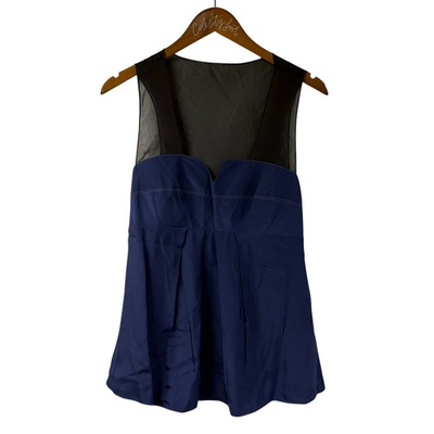 #ad Tea amp; Honey Blue Black Tank Top Medium 100% Silk $23.20