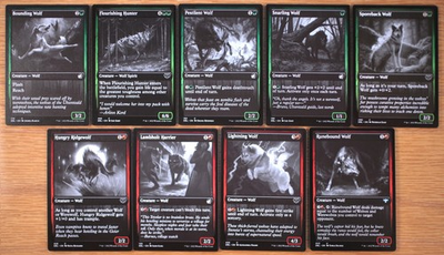 #ad Set 9 Innistrad Double Feature Wolf Creatures Black amp; White Wolves Magic MTG $4.99