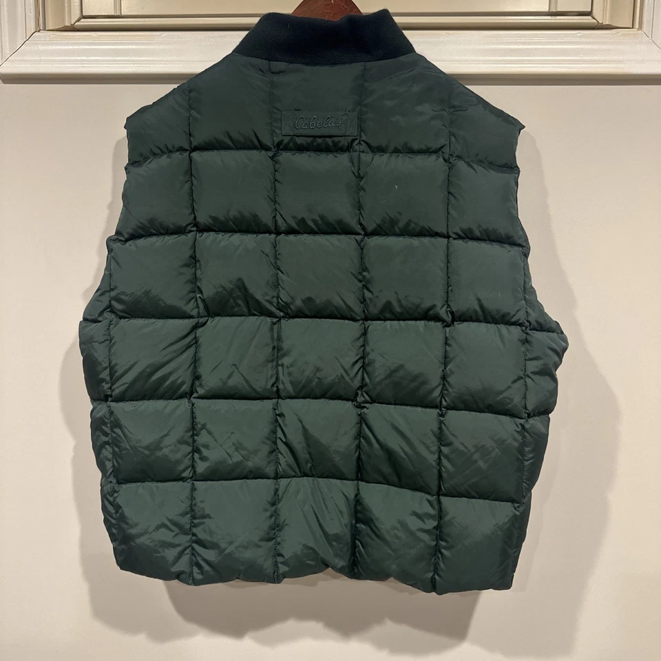 Cabelas Premier Northern Goose Down 650 Fill Power Puffer 背心男式 XL 绿色 — 第 4/4 张图片