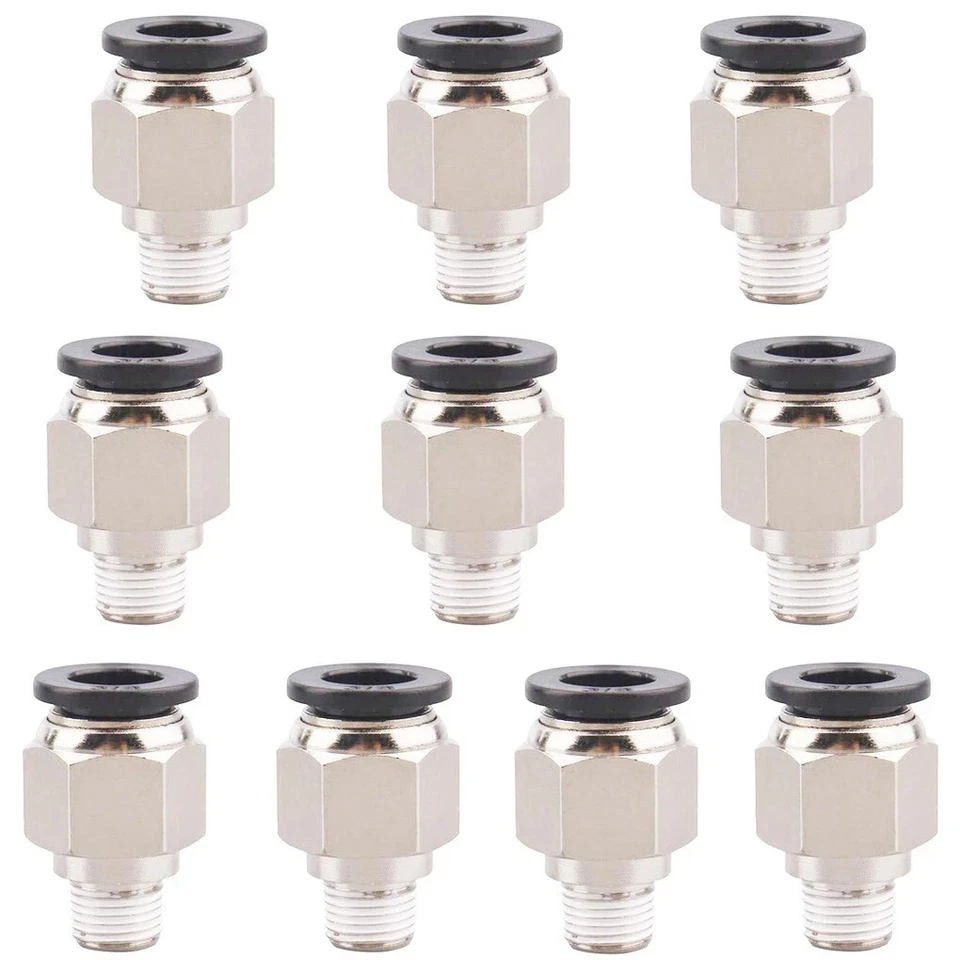 5 Pcs, Pneumatic 10mm OD Tube x 1/8" NPT Male Connector Push Fitting - Image 2 of 4