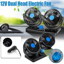 12V Electric Car Fan Dashboard Cooler Dual Head 360° Cooling Ventilation Air Fan