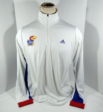 2018-19 Kansas Jayhawks KU Team Issued White Quarter Zip Shirt XL4 712372S