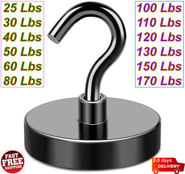 magnetic hooks heavy duty 100lb 50 lbs 25lb 170 lb Extra strong large Black N52