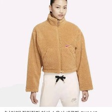 Nike NSW Big Swoosh Sherpa Fleece Cropped Jacket Beige S