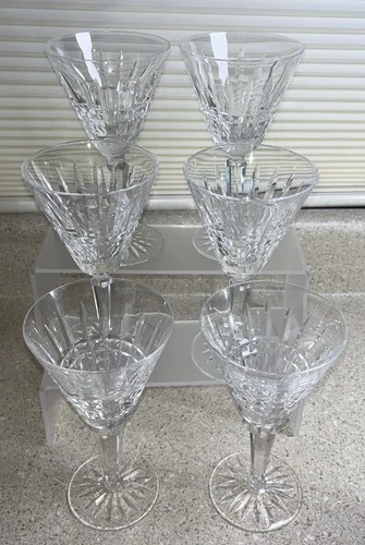 F960B~ WATERFORD Glenmore Wine Glasses Cut Crystal Set of 12 ~6.5" Tall  Vintage