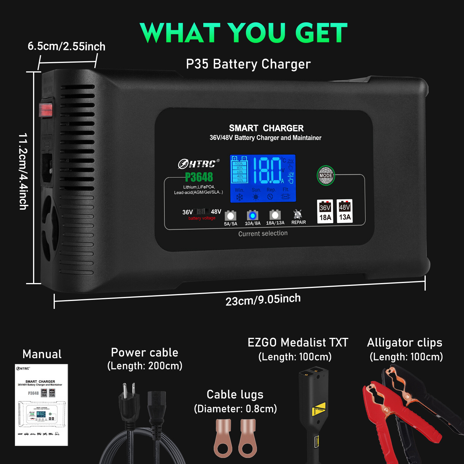 HTRC 36V/18A 48V/13A Golf Cart Smart Battery Charger for EZGO TXT eBay