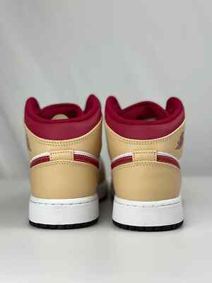 NEW Nike Air Jordan 1 Mid GS Beige White Red 554725 201  display picture 2