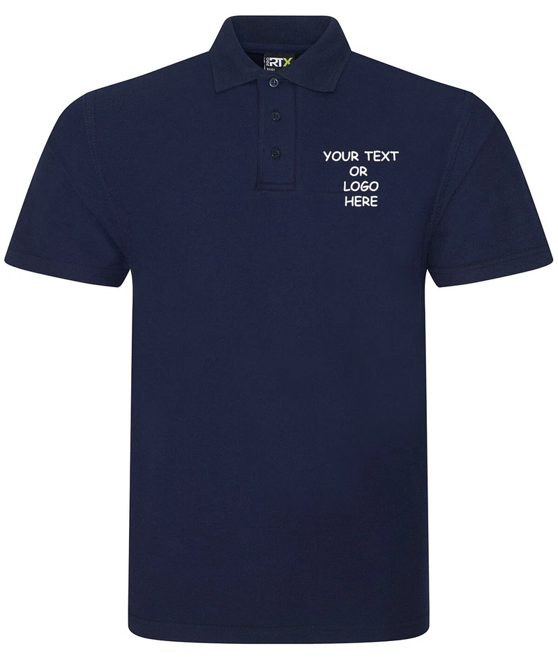 Personalised Custom Printed Polo Shirt Mens Work Wear Uniform Event Text Logo - Image 1 of 4