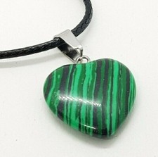 Malachite Necklace Love Heart Quartz Healing Stone Chakra Reiki Green Copper