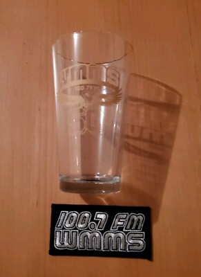 Buzzard WMMS 50th Anniversary Beer Glass & Patch Iron On Black Silver BRAND NEW