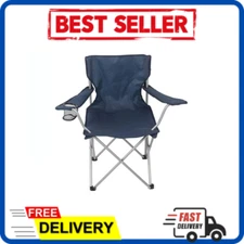 (Set of 2) Camping Folding Chair with Cup Holder and Carry Bag, Blue NEW