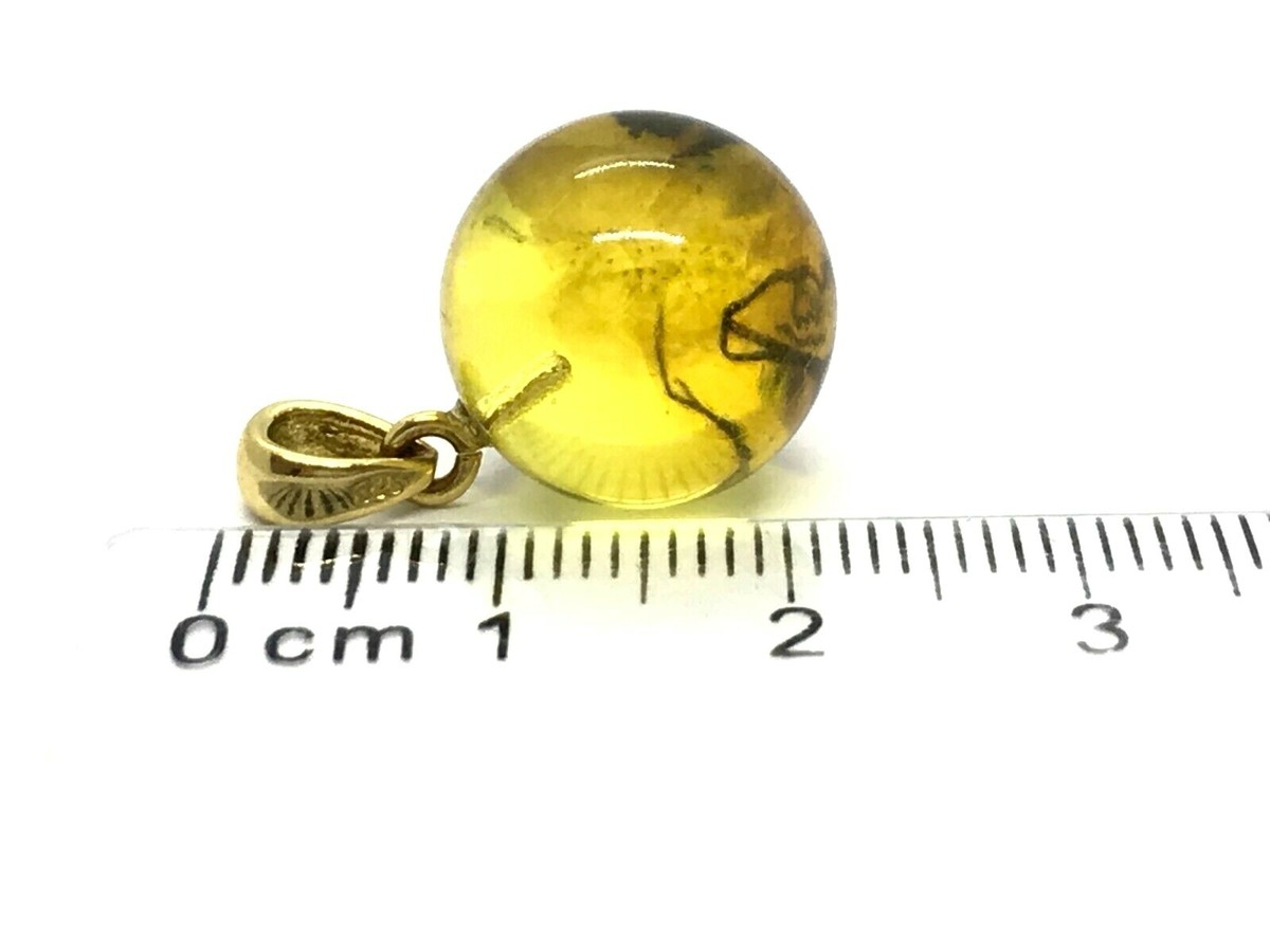 AMBER PENDANT Gift Spider INSECT Round BALTIC AMBER Bead Silver