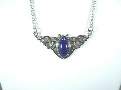 3.67 ct Natural Lapis Baroque Inspired Adjustable Chain Sterling Silver Necklace