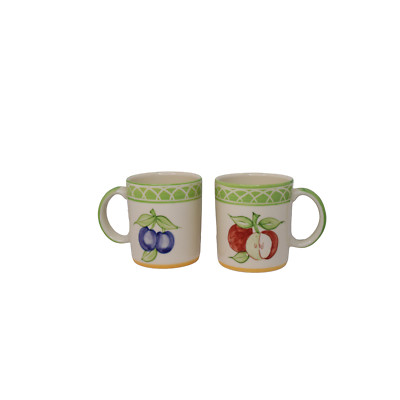 Set of 2 Royal Worcester Evesham Orchard Coffee Mugs Cups
