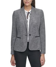 Tommy Hilfiger Single-Button Elbow-Patch Blazer Gray 8 NWT  139