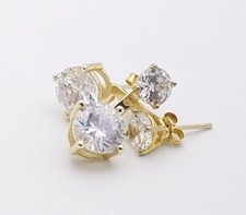 Srebro szterlingowe 925 regulowane 2 kamienie sześcienna cyrkonia rozwijane kolczyki sztyfty 