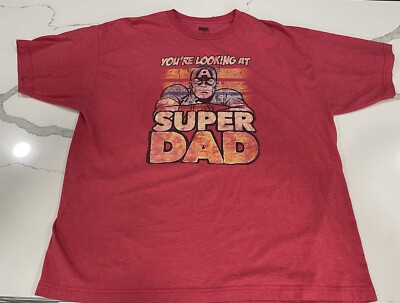 Marvel Mens Red Graphic T Shirt - Captain America Super Dad Sz 3X AK100