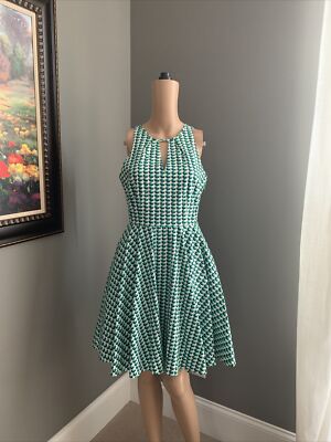 Joie Women's XS Green Keyhole CutOut Geometric Print Fit & Flare Dress  Excellent | eBay