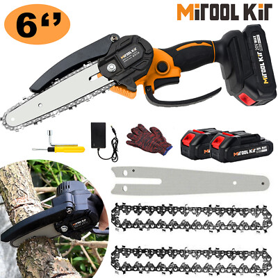 Mini Chainsaw 6 Inch Portable Electric Chainsaw Cordless with 2 Chainsaw
