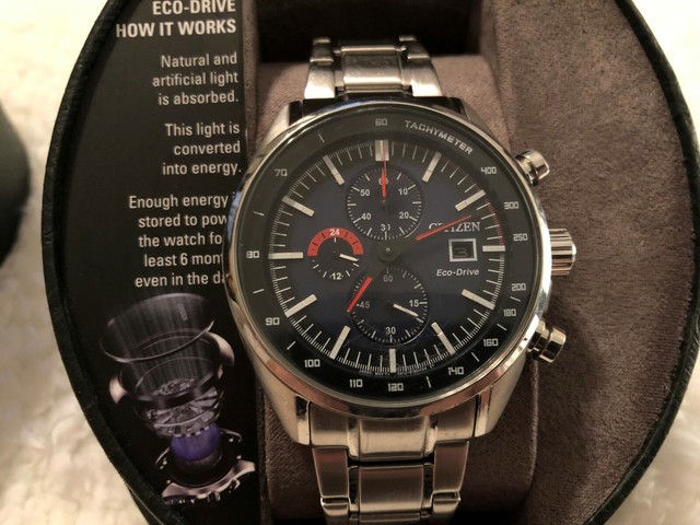 Citizen Eco-Drive Chronograph Men's Watch Stainless Steel Blue Face CA0590-82L | eBay
