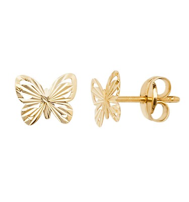 Ausgefallene Schmetterling Ohrringe Diamantschliff 9 kt Gelbgold gepunzt nagelneu verpackt