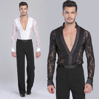 Mens Floral Lace Mesh See Through 