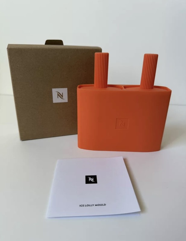 Nespresso Limited Edition Orange Silicone Ice Lolly Mould NIB (new in box)