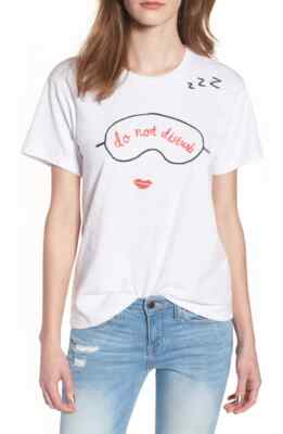 Currently In Love Lounge Top M Embroidered T-Shirt White Sleep NEW B5