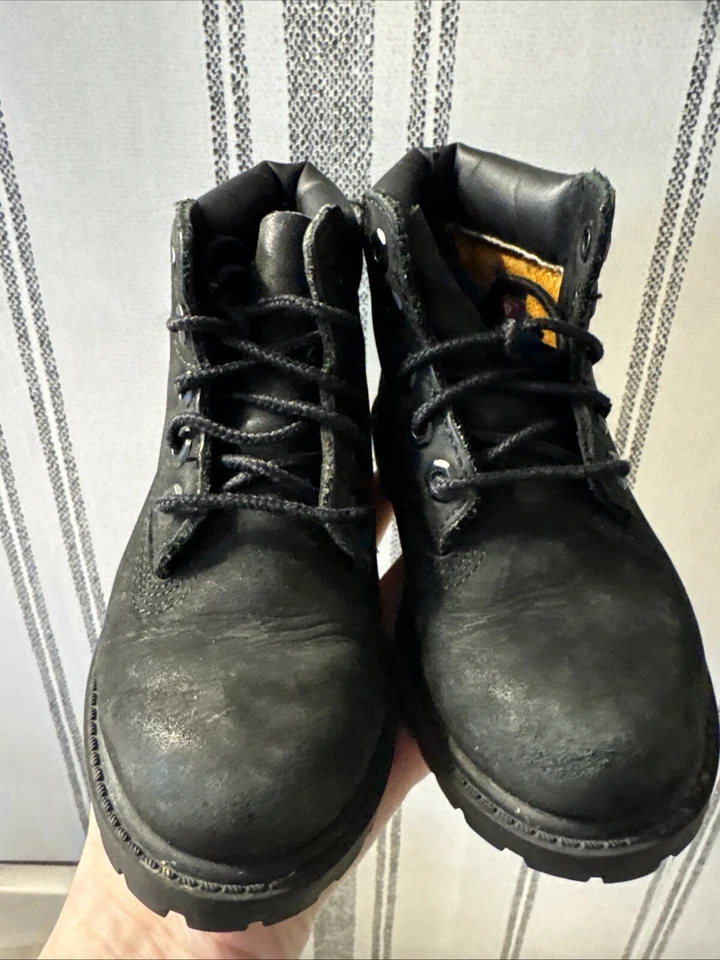 Timberland Premium Nubuck 12807 Niños Botas Zapatos Negro NIÑO PEQUEÑO Talla 8 Foto 2 de 4