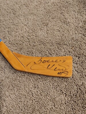 AUTOGRAPHED - Bobby Hull Greatest Hockey Legenda mini stick chicago blackhawks 