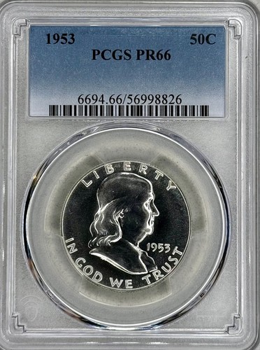 1953 PROOF FRANKLIN HALF DOLLAR, PCGS PR66, BRILLIANT NO HAZE, OR SPOTS