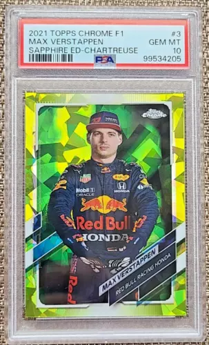 2021 TOPPS CHROME SAPPHIRE F1 #3 MAX VERSTAPPEN CHARTREUSE #16/199 PSA 10 GEM!