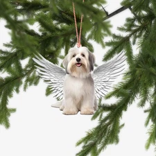 Havanese dog with Angel Wings Christmas,love Havanese dog car Ornament Gift