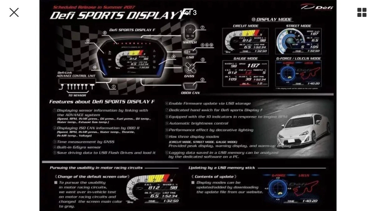 Defi Defi Sports Display F (DSDF) Head Unit Only DF15901 **NOW IN