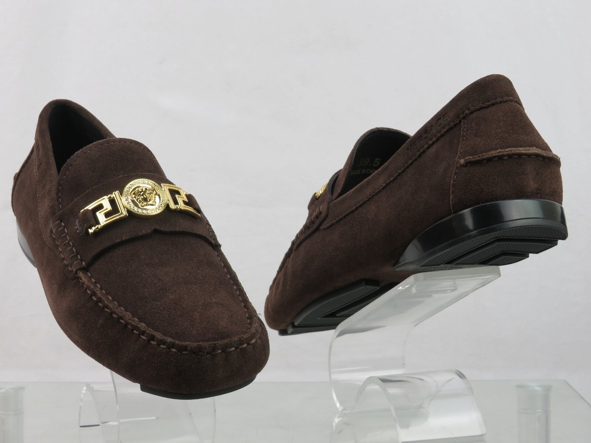 NIB VERSACE BROWN SUEDE GOLD MEDUSA HEAD LOGO LOAFERS 43 10 Versace Men main image 3