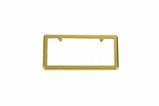 Gold License Plate Mounting Frame Tag Cover Holder + (Free) 2 Screw Caps / New