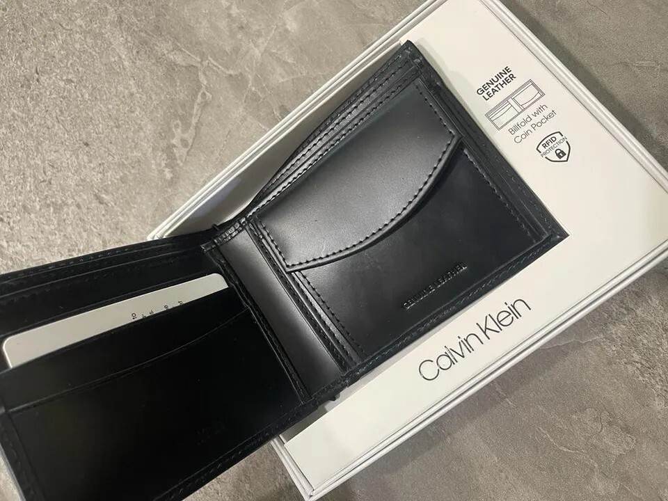 Calvin Klein Men's RFID Blocking Leather Bifold Wallet Black Retail 54