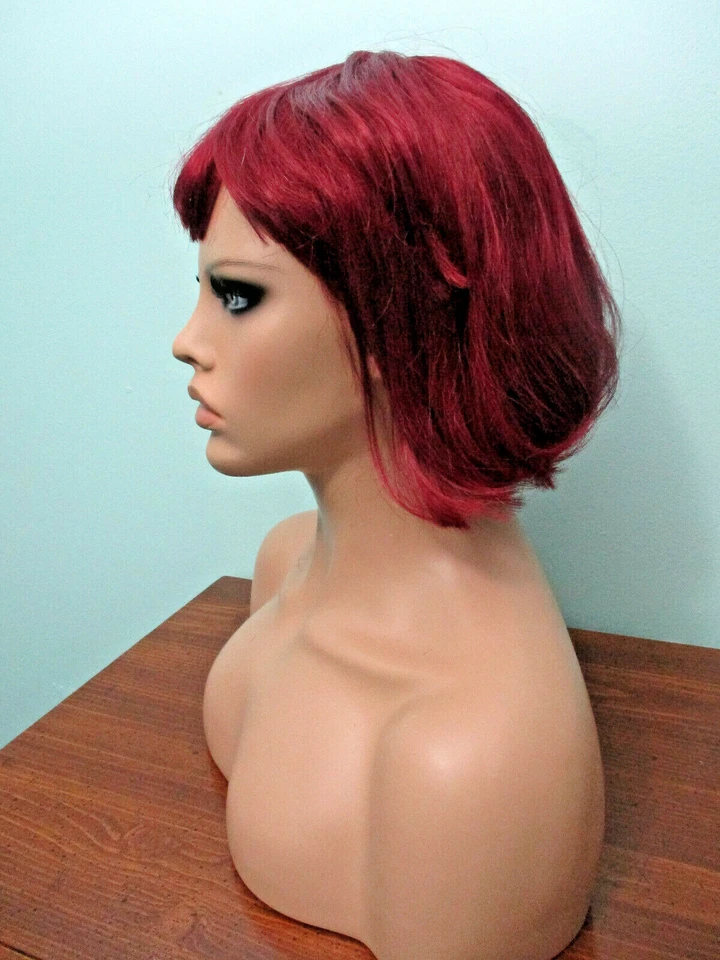 12" burgundy red medium length straight shaggy BOB style WIG by SEPIA / WEST BAY - Image 3 of 4