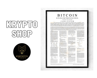 Bitcoin Whitepaper Gold Krypto A2 170 gr. Poster Plakat deutsch Geschenk NEU