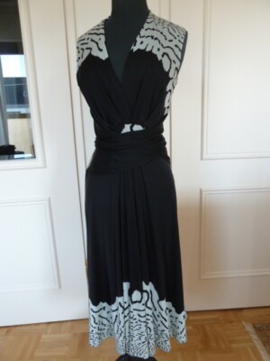 Issa London Jersey Seidenkleid Schwarz/Seeblau, neu