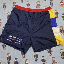 VTG 90s Chaps Ralph Lauren Athletic Swim Shorts Adult LARGE Nylon Trunks