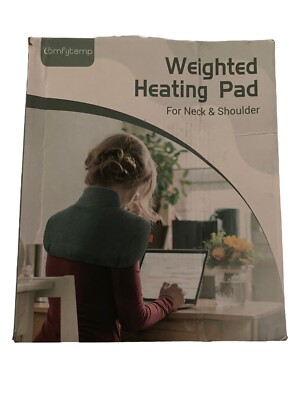 Weighted Heating Pad for Neck, Shoulder Comfytemp Wearable Washable Flannel Grey