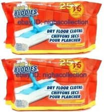 ( 2 ) Scrub Buddies Dry Floor Cloths Refill Swiffer Sweeper 25/Pack = 50
