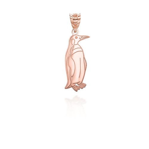 14k Solid Gold Penguin Pendant Necklace - Yellow, Rose, or White - 第 3/18 張圖片