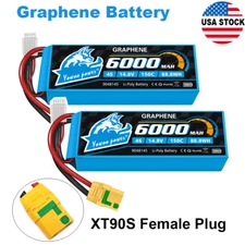 2pcs Yowoo 4S 6000mAh Lipo Battery 150C XT90S 14.8V Graphene for RC Drone Car US