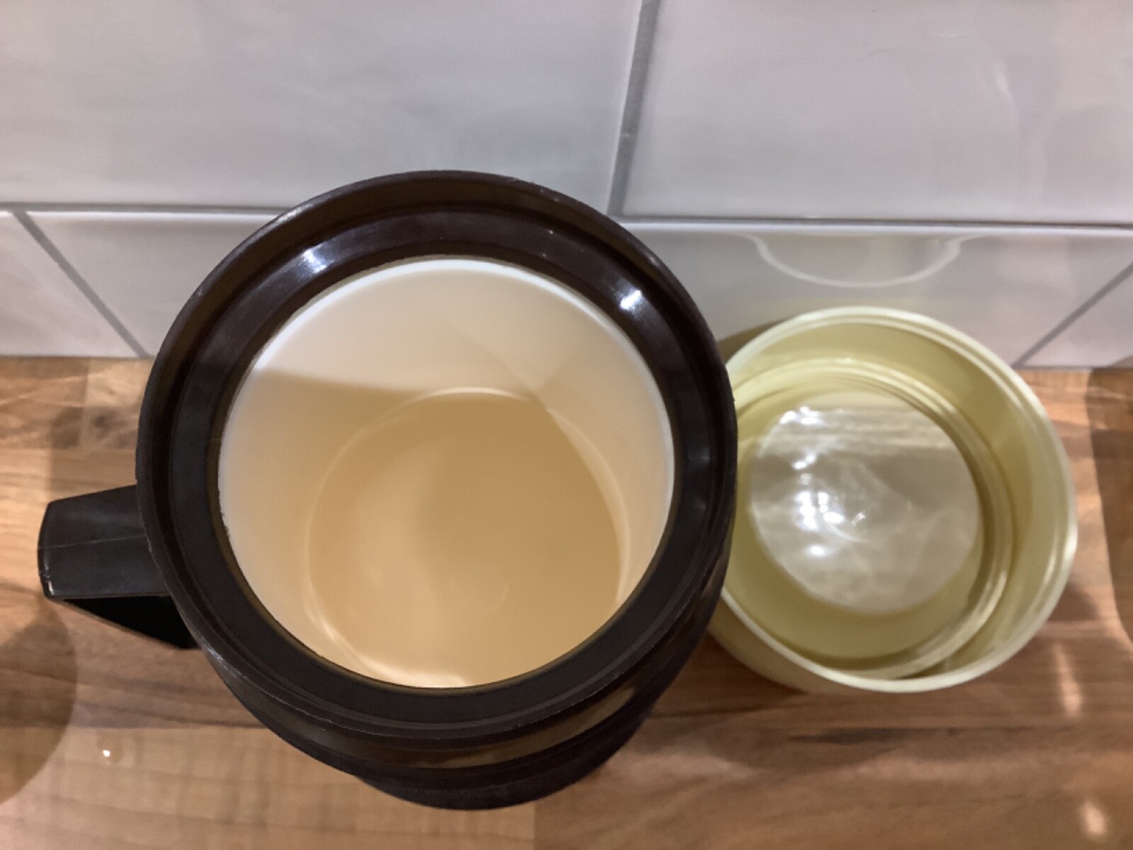 Vintage Thermos food soup flask brown 0.5 Litre for hot and cold foods