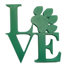 LOVE WORD WITH PAW PRINT TABLE SHELF HOME OR OFFICE DECOR GREEN USA PR4849