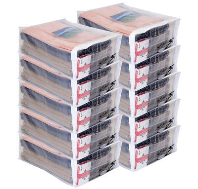 VINYLPAC Clear Vinyl Zippered Storage Bags 12 x 15 x 5 Inch 10-Pack